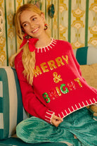 BiB Redi Christmas Theme Sequin Lattering Sweater
