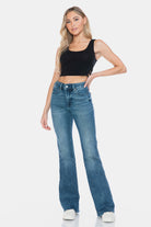 Judy Blue Medium Washed Tummy Control Cut Hem Flare Jeans Jeans