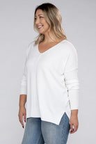 Zenana Plus Garment Dyed Front Seam Sweater ZENANA