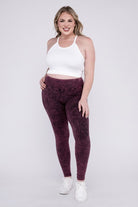 Zenana Plus Size Mineral Wash Yoga Leggings ZENANA