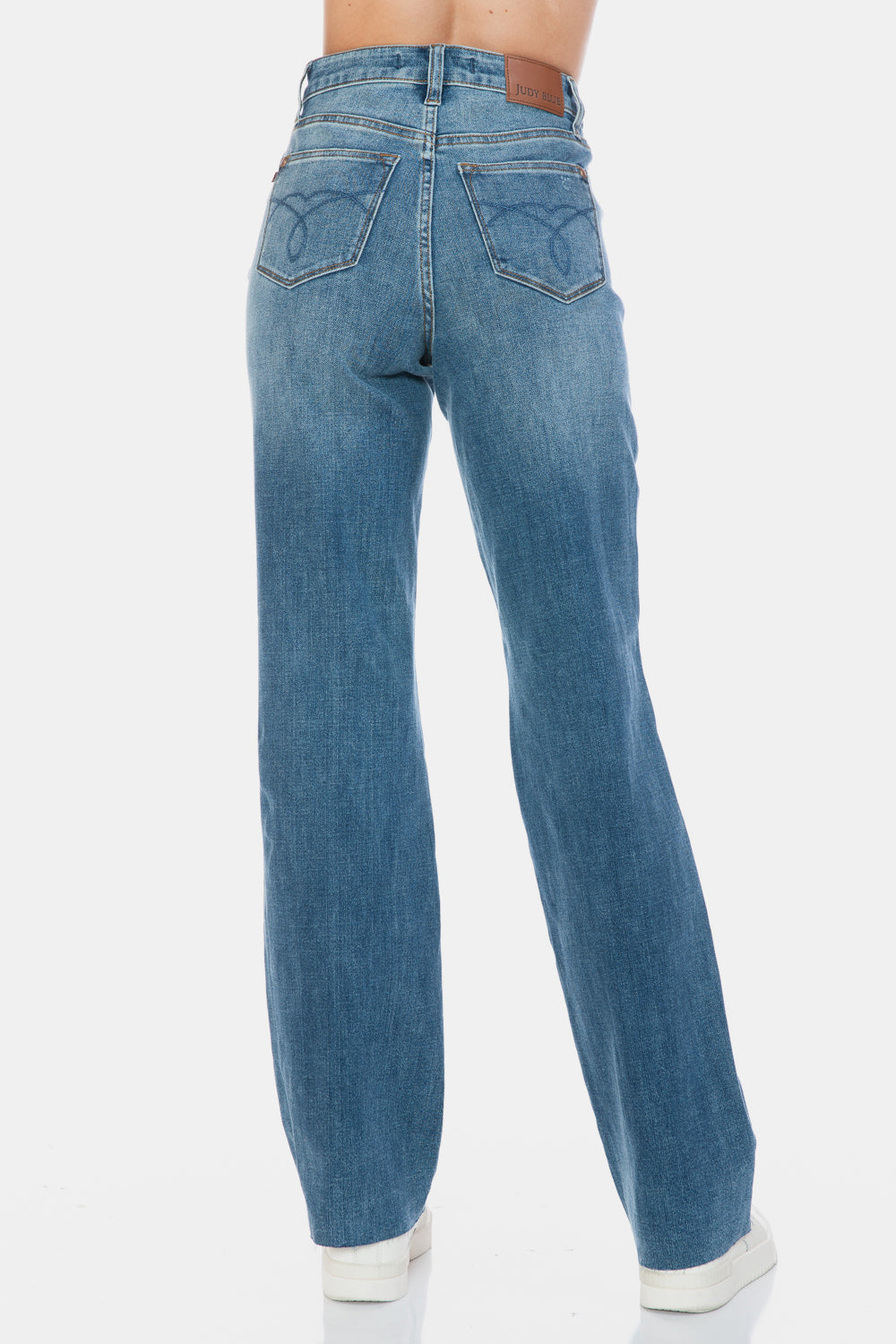 Judy Blue Tummy Control Cut Raw Hem Straight Jeans Trendsi