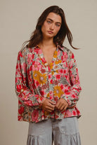 BiBi Woven Floral Printed Long Sleeve Blouse