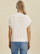 Double Take Mock Neck Short Sleeve Sweater Shirts & Tops