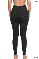 Zenana Sweet Steppin' High Waist Athletic Waffle Knit Leggings in Black Womens