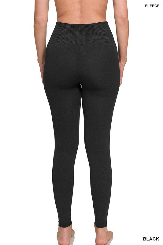 Zenana Sweet Steppin' High Waist Athletic Waffle Knit Leggings in Black Womens