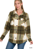 Zenana Black Oversized Plaid Fleece Shacket