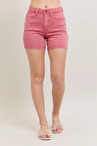 Judy Blue Rose with Pink Back Pocket Embroidery Shorts