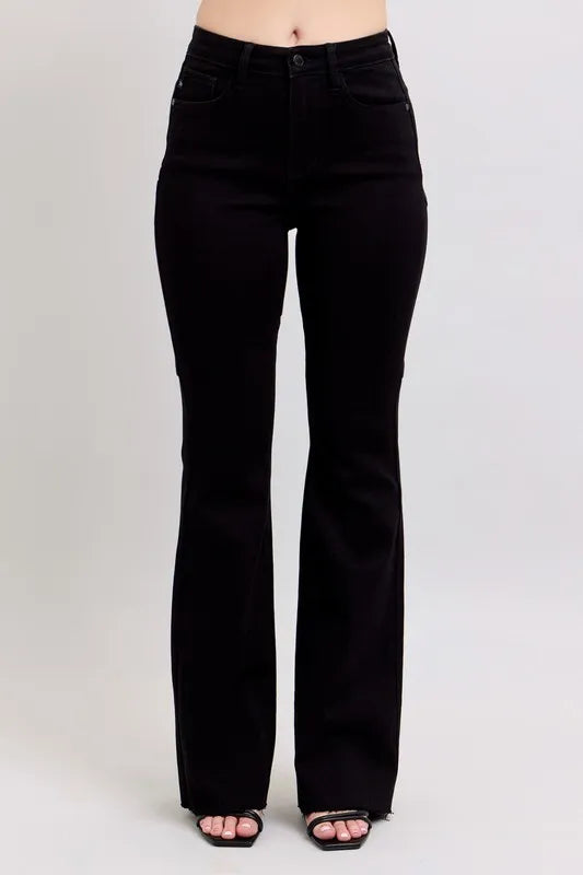 Judy Blue Black High Waist Star Seam Detail Flare BK
