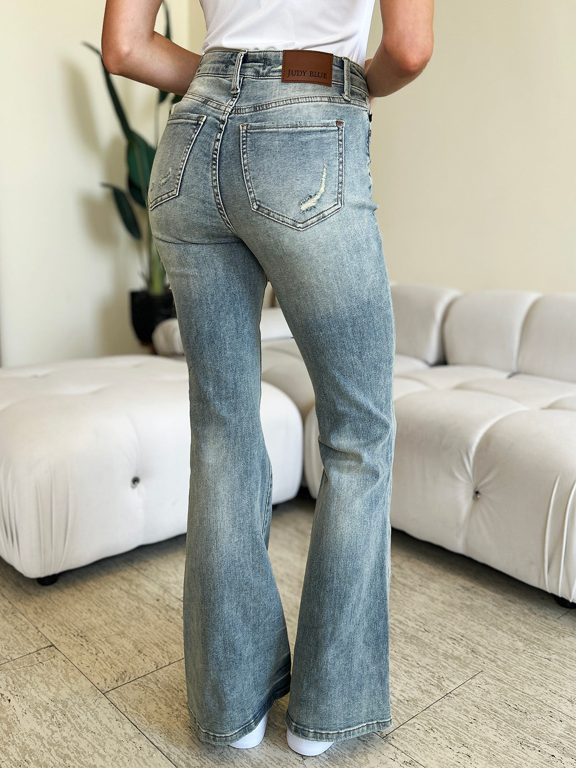 Judy Blue Retro High Waist Washed Flare Jeans Trendsi