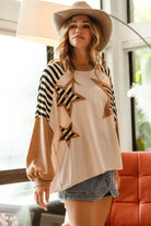 BiBi Star Patchwork Mixed Long Sleeve Top
