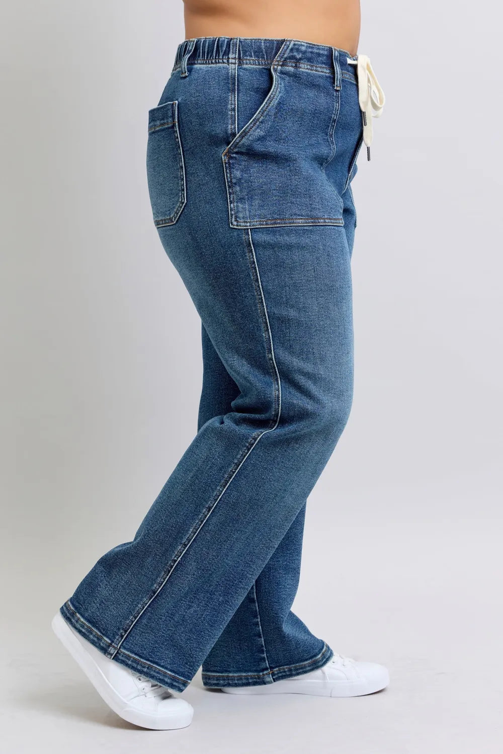 Judy Blue Plus Size High Waist Drawstring Wide Leg Jeans