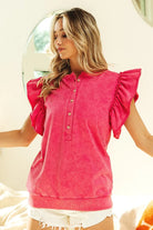 BiBi Fuchsia Mineral Washed Terry Top