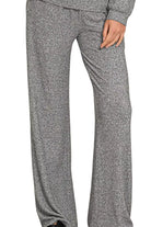 Zenana Black Soft Melange Long Sleeve Tee & Pants Set