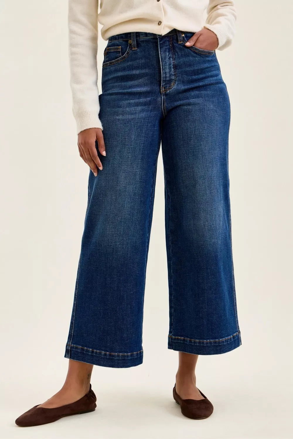 Judy Blue High Waist T.C. Claudia Ankle Wide Jeans DK