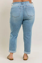 Judy Blue Medium Washed V-Front Cuff Boyfriend Jeans