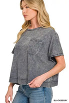 Zenana Acid Washed Round Neck Short Sleeve Oversized T-Shirt