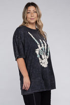 Lotus Fashion Collection Plus Skeleton Rock Hand Sign Graphic Top Lotus Fashion Collection