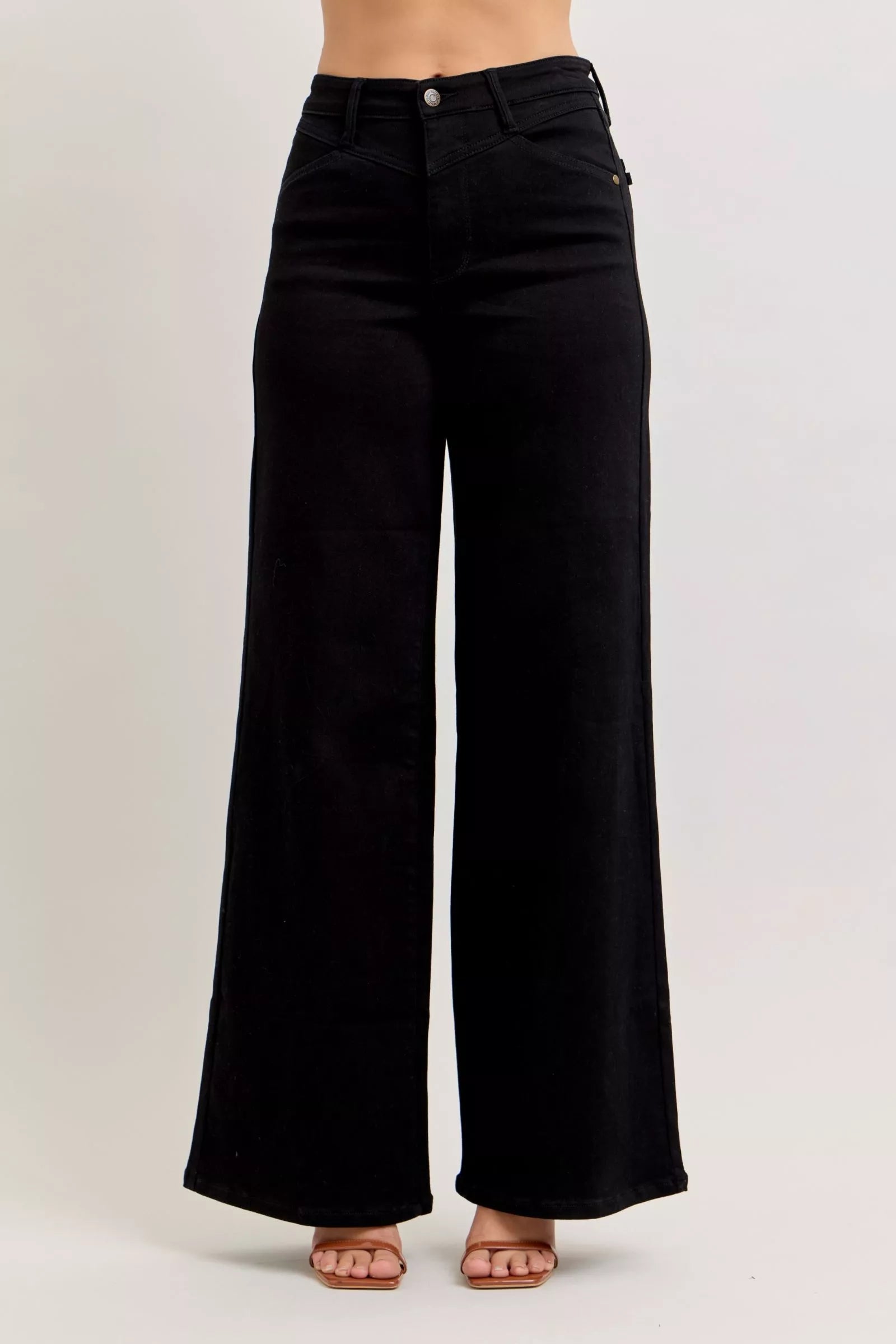 Judy Black Blue High-Waisted Wide Leg Jeans BK