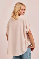 BiBi Oatmeal & Black Game Day Touchdown Letter Patches Waffle Short Top