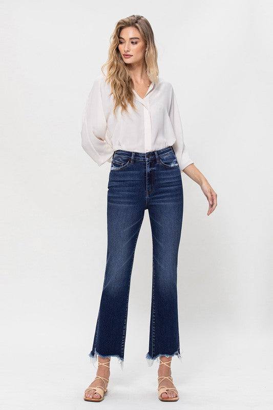 High Rise Distressed Hem Kick Flare Jeans VERVET by Flying Monkey