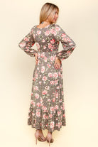 Haptics Mauve Sweetheart Neckline Twisted Detail Ruffled Hem Floral Maxi Dress Dresses