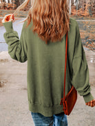 Preorder: MERRY Side Slit Long Sleeve Sweatshirt Trendsi