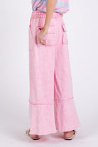 SAGE + FIG Pink Mineral Washed Terry Wide Leg Pants