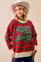 BiBi Christmas Theme Stripe Knit Top
