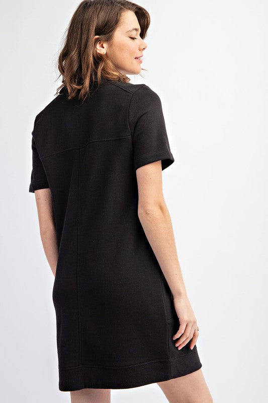 Casual Short Sleeve Dress in Black Ave Shops