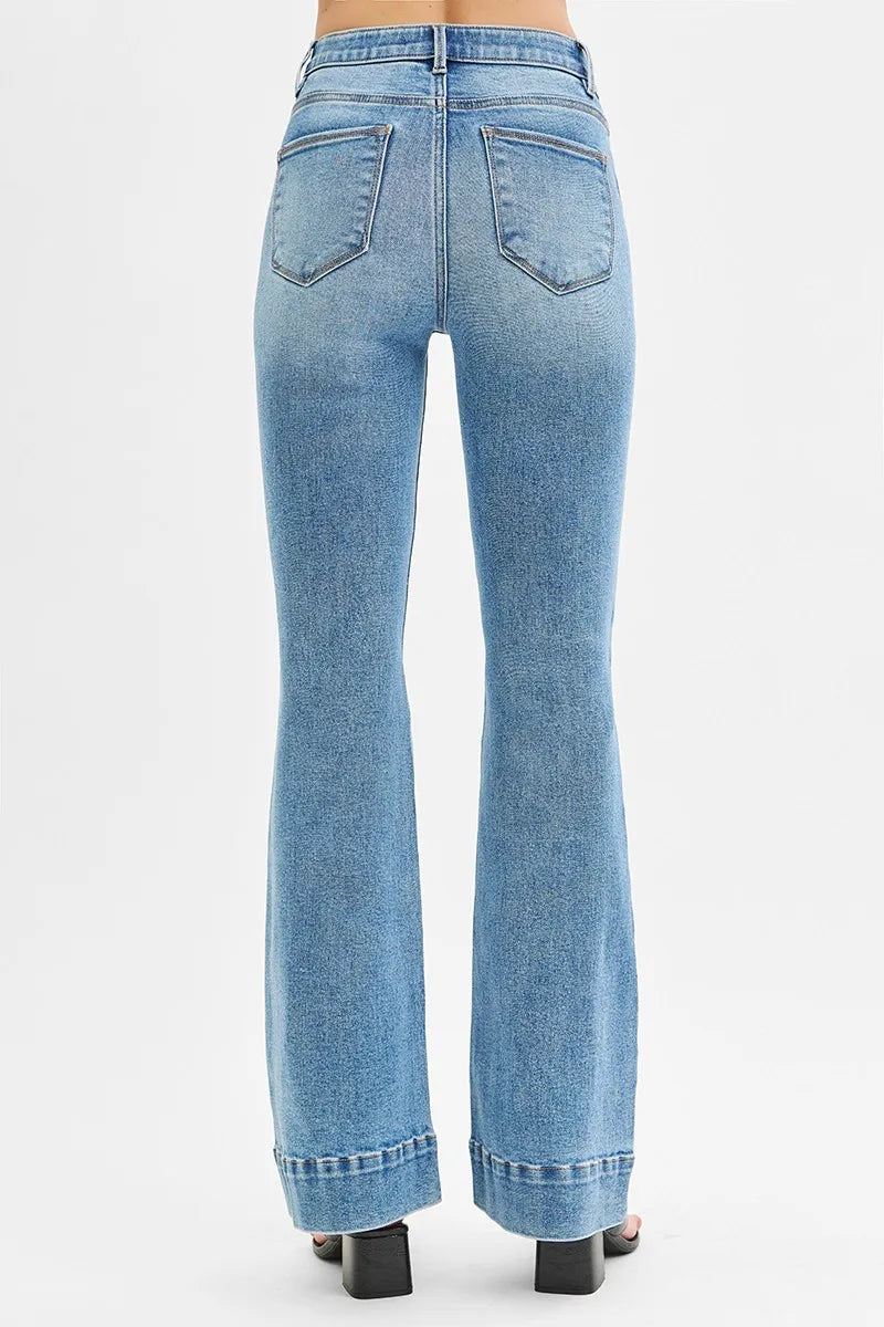 RISEN Tummy Control Elastic Band High Rise Flare Jeans