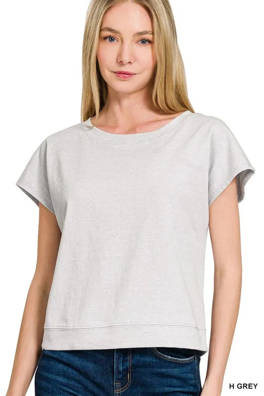 Zenana Heather Grey Premium Cotton Top & Shorts Set