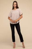 Zenana Back Patch Crinkle Washed Raglan Sleeve T-Shirt in 3 Colors! Shirts