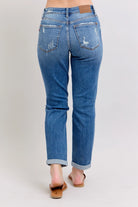 Judy Blue Mid-rise Vintage Wash Boyfriend Fit W/ Distressed Jeans