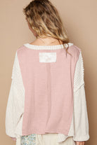 POL Blush V-Neck Floral Patch Ribbed Knit Top Trendsi