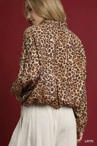 Umgee Latte Leopard Print Balloon Sleeve Blouse