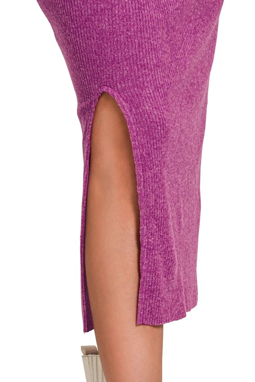 Zenana Light Plum Ribbed Asymmetric Hem and Sleeve Top & Skirt Sweater Set