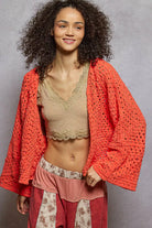 POL Open Front Cardigan with Crochet Patterns NEON ORANGE