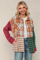 Haptics Loose Fit Multi Color Plaid Flannel Jacket with Pocket