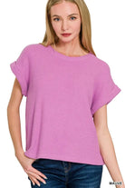 Zenana Classic Blue Rolled Sleeve Top and Pants Sweater Set
