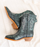 Naughty Monkey Bowie Metallic Boot in Teal Shoes