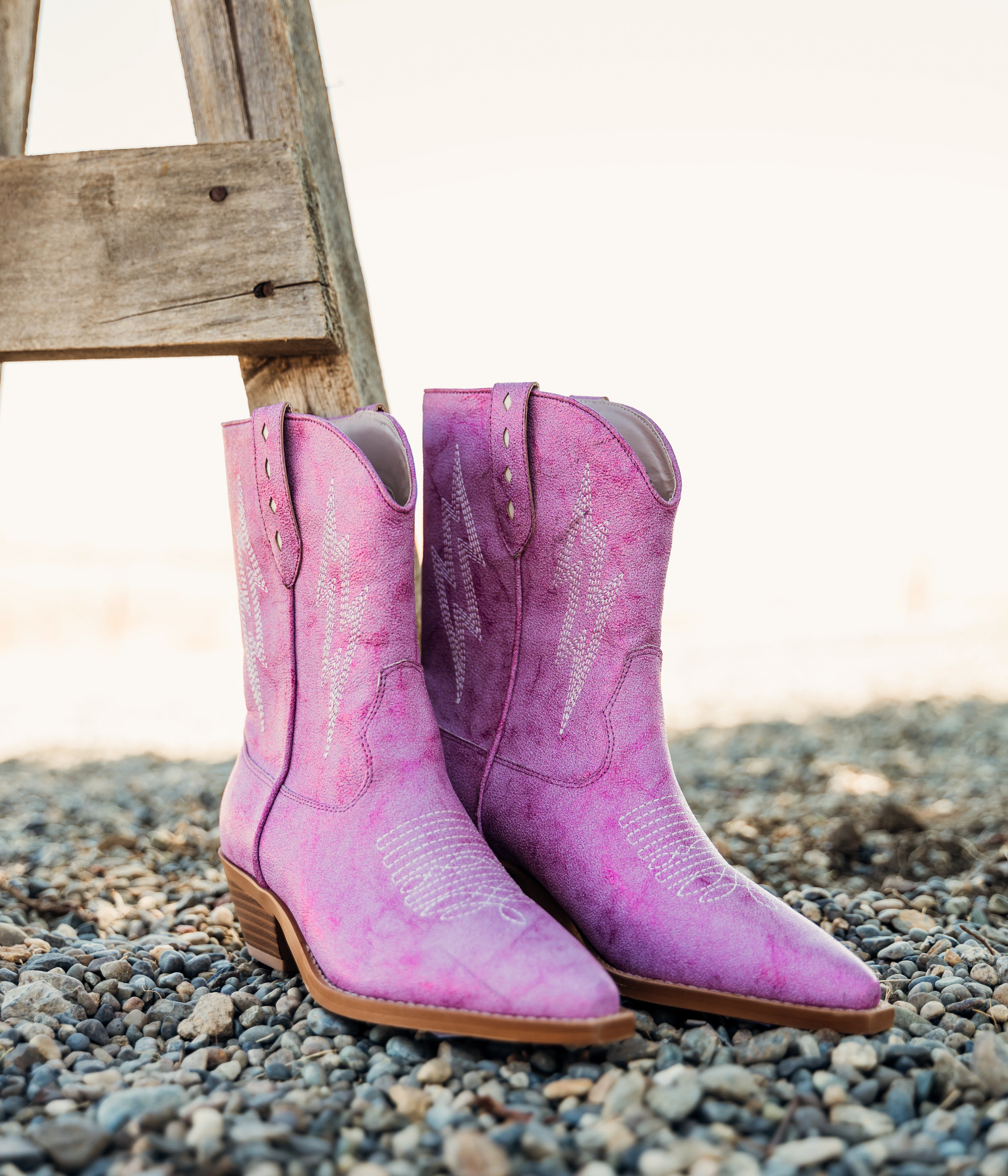 Naughty Monkey Bowie Metallic Boot in Pink Shoes