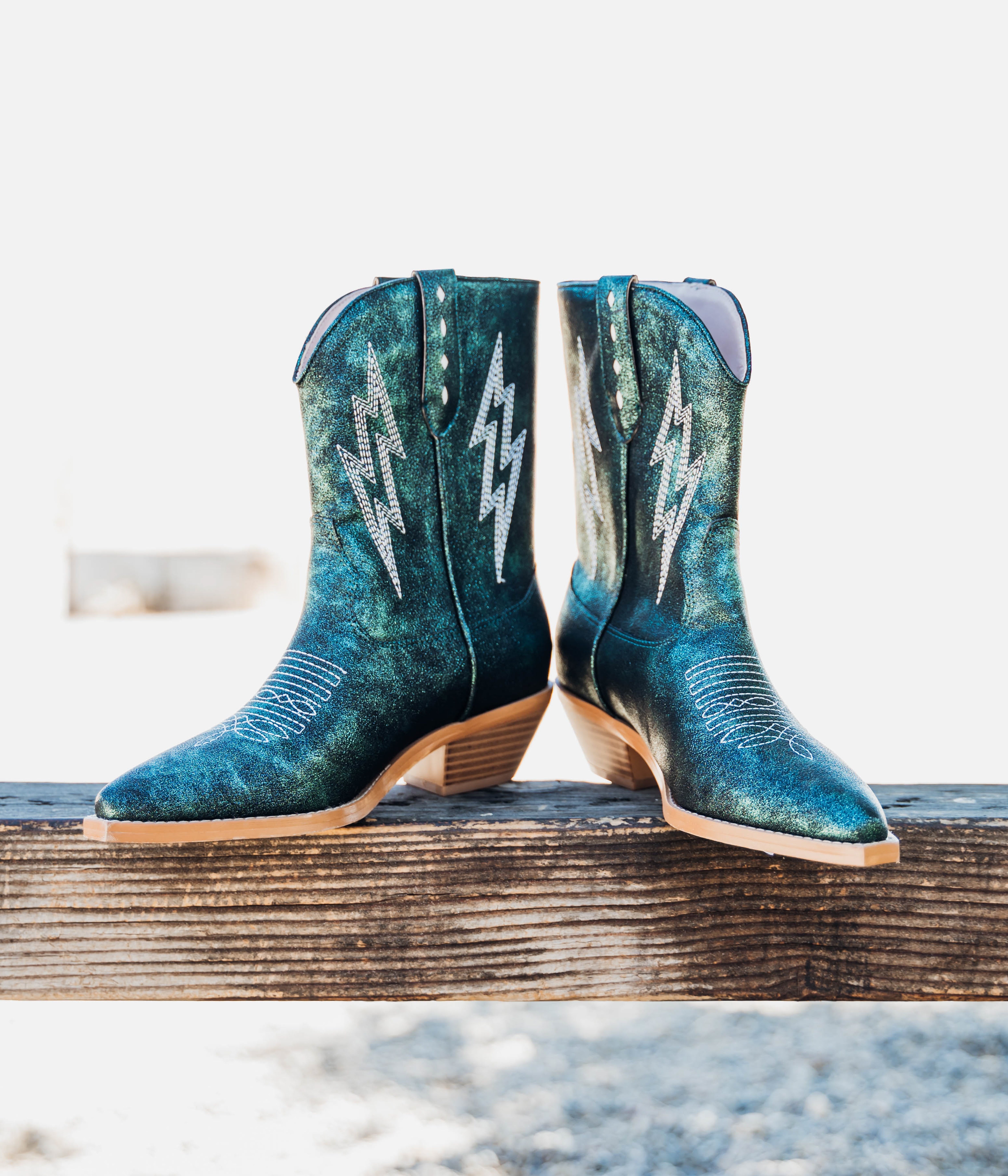 Naughty Monkey Bowie Metallic Boot in Teal Shoes