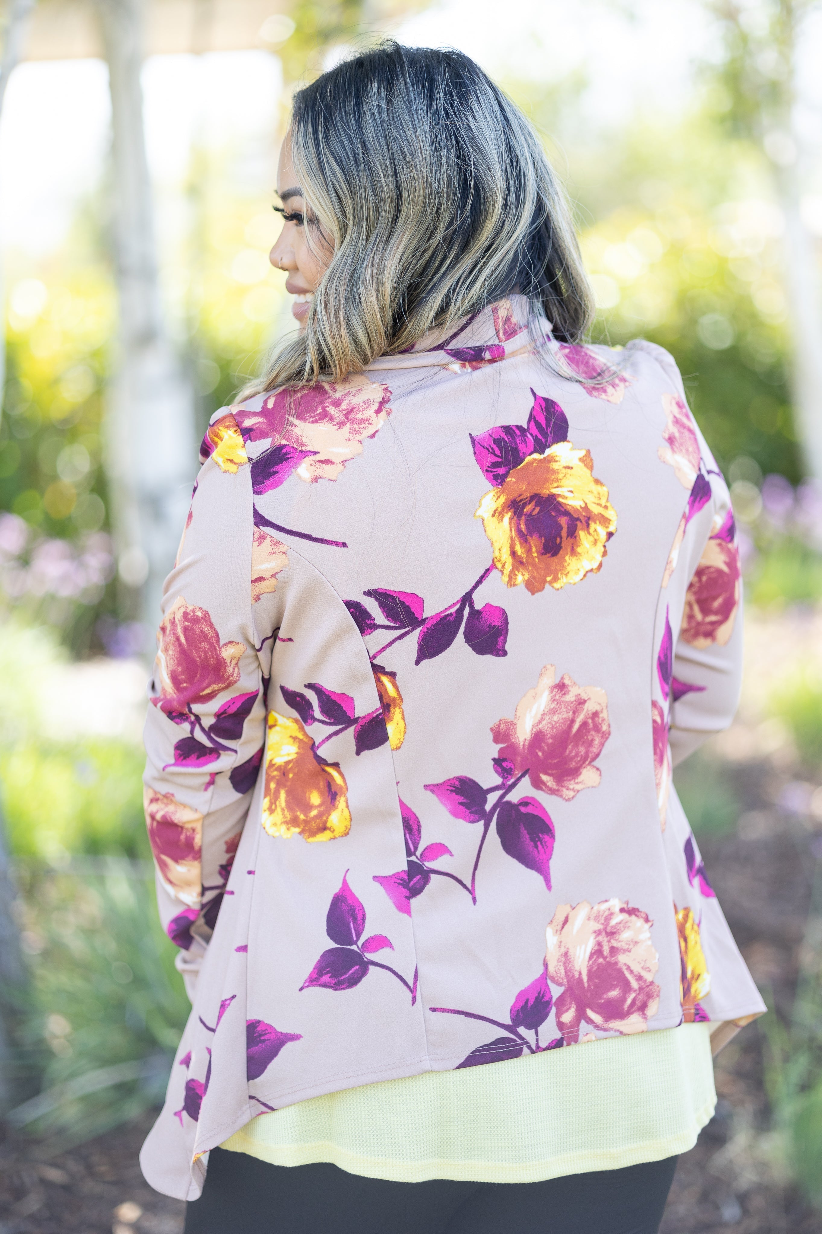 Heimish Blazer of Glory - Taupe Floral Boutique Simplified
