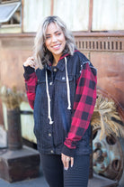 Like Love Denim Jacket With Buffalo Plaid Hoodie & Sleeves Coats & Jackets