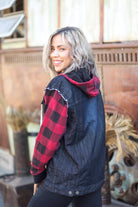 Like Love Denim Jacket With Buffalo Plaid Hoodie & Sleeves Coats & Jackets