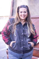 Like Love Denim Jacket With Buffalo Plaid Hoodie & Sleeves Coats & Jackets