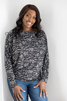 White Birch Salt & Pepper Long Sleeve Dolman