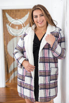 Davi & Dani Plum Plaid Faux Fur Jacket BoutiqueSimplified