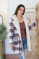 Davi & Dani Plum Plaid Faux Fur Jacket BoutiqueSimplified