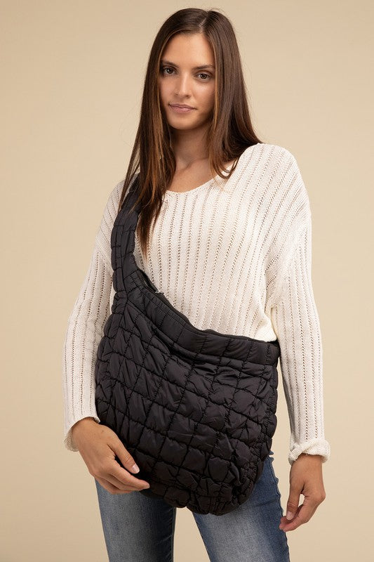 Zenana Puff Quilted Crossbody Shoulder Bag BLACK ONE SIZE ZENANA